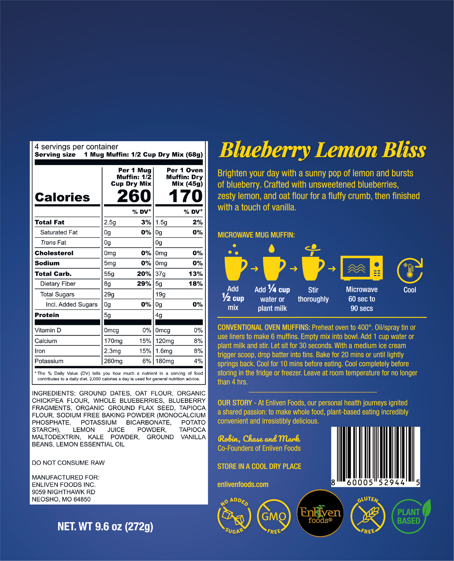 NEW RECIPE! Blueberry Lemon Bliss (4 Mug Muffin Meals)