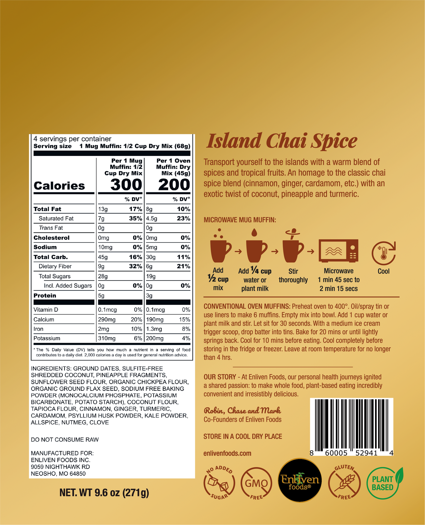 IMPROVED RECIPE! Island Chai Spice (4 Mug Muffin Meals)