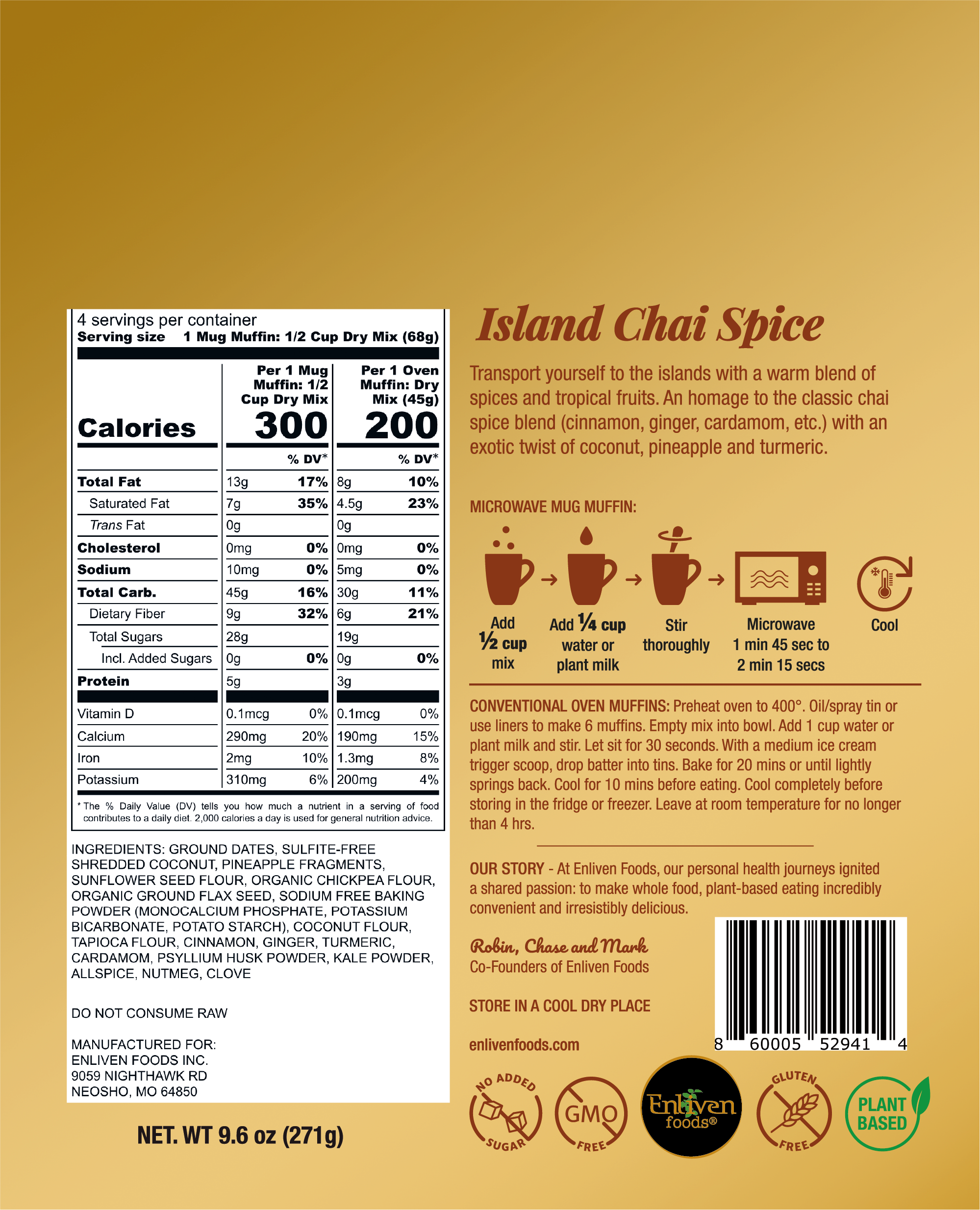 IMPROVED RECIPE! Island Chai Spice (4 Mug Muffin Meals)